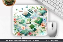 Book Flower Mouse Pad Sublimation, Animals Mouse Pad PNG Product Image 1