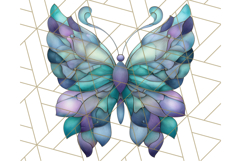 Stained Glass Butterfly PNG Colorful Clipart for Sublimation Product Image 4