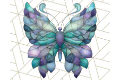 Stained Glass Butterfly PNG Colorful Clipart for Sublimation Product Image 4