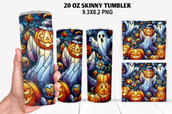 Ghost Skinny Tumbler 20oz Wrap Design, Halloween Tumbler PNG Product Image 1