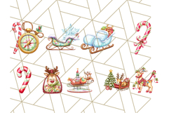 Santa Sleigh Ride Clipart PNG, Flying Reindeer Christmas Art Product Image 4