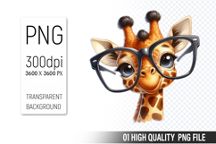 Cute Giraffe Animal Sublimation Clipart PNG Product Image 1