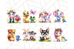 Cute Animal Friends Clipart PNG, Bright Spring Animal Duo Product Image 8