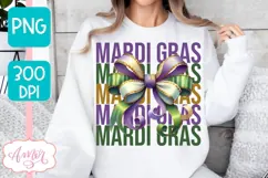 Mardi Gras PNG Sublimation design, Coquette Mardi gras shirt Product Image 3