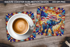 Elephant Coaster Sublimation, 4th Of July Coaster PNG Product Image 1