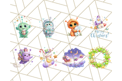 Alien Christmas Clipart, Cute Outer Space Holiday PNG Product Image 8