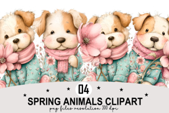 Spring Animals Clipart Watercolor Clipart png Product Image 1