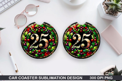 Christmas Car Coaster Sublimation| Christmas Coaster PNG Product Image 1