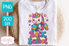 Back to school shirt PNG, Cute unicorn sublimation design Product Image 6