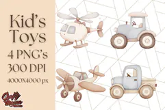 Kid’s Toy Clipart, Nursery Decor Png, Trucks, Rockets, Cars Product Image 1