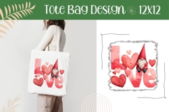 Watercolor Love Gnome Illustration, Love Tote Bag Design Product Image 1