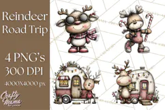 Homespun Christmas Reindeer Roadtrip PNG Clipart Product Image 1