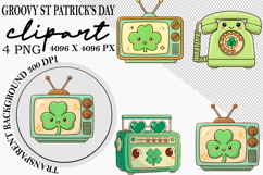 Whimsical Groovy St Patrick’s Day Clipart Watercolor png Product Image 1