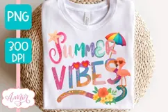 Summer vibes PNG for Sublimation design, Pink flamingo PNG Product Image 3