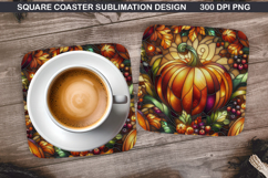 Pumpkin Coaster Sublimation, Halloween Coaster PNG Design Product Image 1