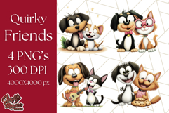Dog and Cat Friends PNG, Cute Pet Clipart, Funny Animal Art Product Image 1
