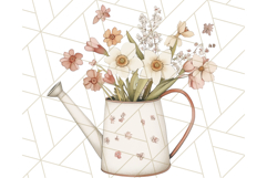 Watering Can Flowers PNG, Rustic Floral Watercolor Clipart Product Image 4