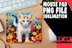 Adorable Kitty in Flowers Mouse Pad PNG Product Image 1