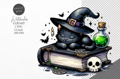 Halloween clipart, Black cat clipart, Autumn clipart Product Image 1