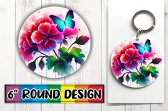 Blissful Keychain Round PNG Style, Butterfly Product Image 1