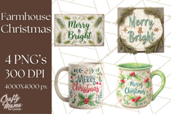Cozy Farmhouse Christmas Clipart PNG, Wreaths & Candles Product Image 1
