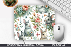 Bunny Mouse Pad Sublimation, Easter Bunny Mouse Pad PNG Product Image 1