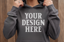 Charcoal Gildan 18500 Hoodie Mockup, G18000 Hoodie Model moc Product Image 1
