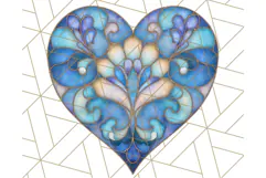 Stained Glass Heart PNG Clipart in Pastel and Bright Colors Product Image 4