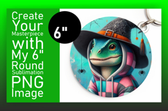 Dynamic Keychain Circle Design Artwork , Halloween Dino Product Image 1