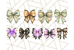 Muted Halloween Bow Clipart, Fall Ribbon PNG Autumn Hair Bow Product Image 4