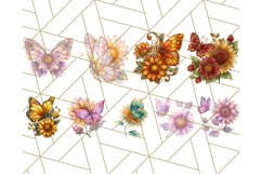 Stained Glass Butterfly and Sunflower PNG Clipart Product Image 4