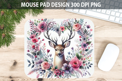 Watercolor Deer Mouse Pad Sublimation - Valentines PNG Product Image 1