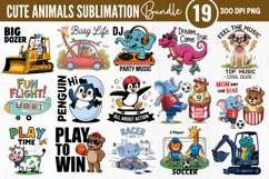 Cute Animal Sublimation Bundle PNG Product Image 1