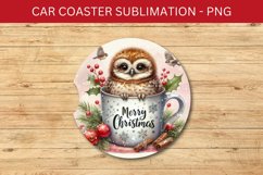rounded car coaster - owl in the mug Product Image 1