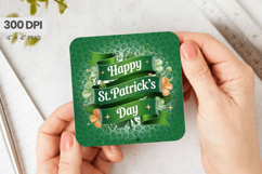 Happy St Patrick’s Day Ribbon Square Coaster PNG Sublimation Product Image 1