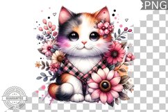 Cat With Flowers Sublimation - Clipart PNG Design Product Image 1