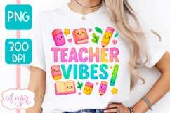 Teacher vibes shirt PNG, Cute Teacher sublimation design Product Image 3