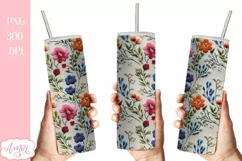 Embroidery floral tumbler wrap PNG for sublimation Product Image 3