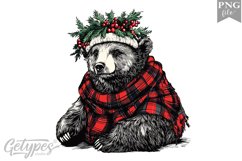 Christmas Bear Clipart Design - High Quality 300 Dpi Product Image 1
