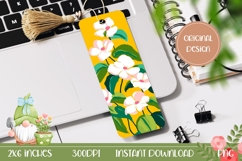 Yellow Bookmark Print, White Flowers Bookmark Template Product Image 1