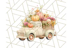 Vintage Truck Pumpkin and Fall Flowers PNG Clipart, Autumn Product Image 4