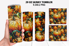 Pumpkins Skinny Tumbler 20oz Wrap Design, Halloween Tumbler Product Image 1