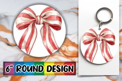 Watercolor Bow Pattern PNG Round Design for Sublimation Product Image 1