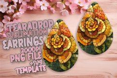 Glitter Flower Pattern Teardrop Earring Sublimation Product Image 1