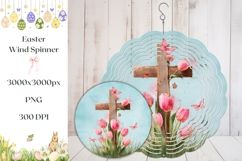 Watercolor Christian Cross Wind Spinner, Floral Wind Spinner Product Image 1