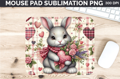 Watercolor Bunny Mouse Pad Sublimation - Valentines PNG Product Image 1