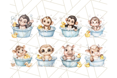 Safari Animal Babies in Bubble Baths, Cute Jungle Animal PNG Product Image 8