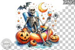 Halloween Skeleton Sublimation Design | High-Quality PNG Product Image 1