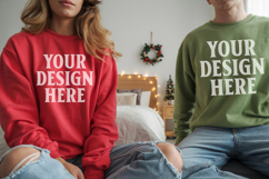 Christmas Gildan18000 Couple Mockup , Couple mockup Product Image 1