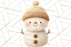 Hygge Winter Snowman PNG Cozy Neutral Christmas Clipart Product Image 4
